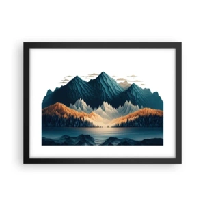 Plagát v čiernom ráme - Dokonalá horská krajina - 40x30 cm
