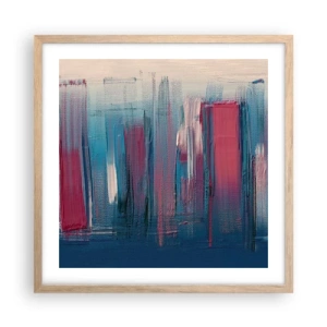 Plagát v ráme zo svetlého duba - Vertikálna kompozícia v modrej a červenej - 50x50 cm