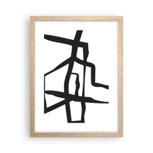Plagát v ráme zo svetlého duba - Čiernobiela konštrukcia - 30x40 cm