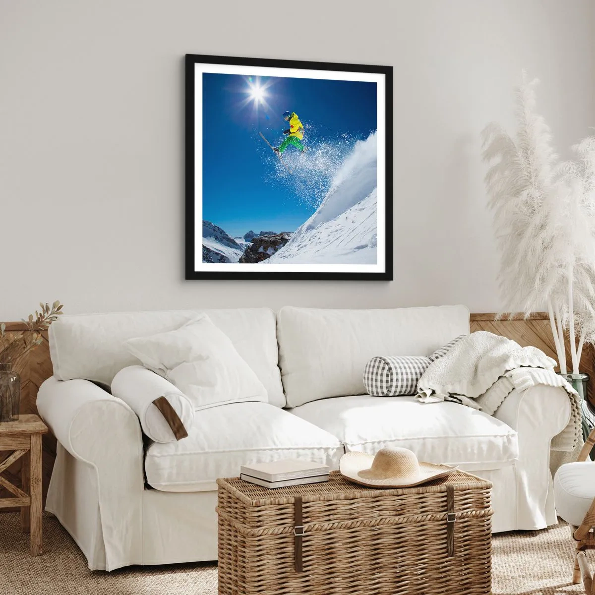 Plagát v čiernom ráme - Tancujúci s horami - 60x60 cm