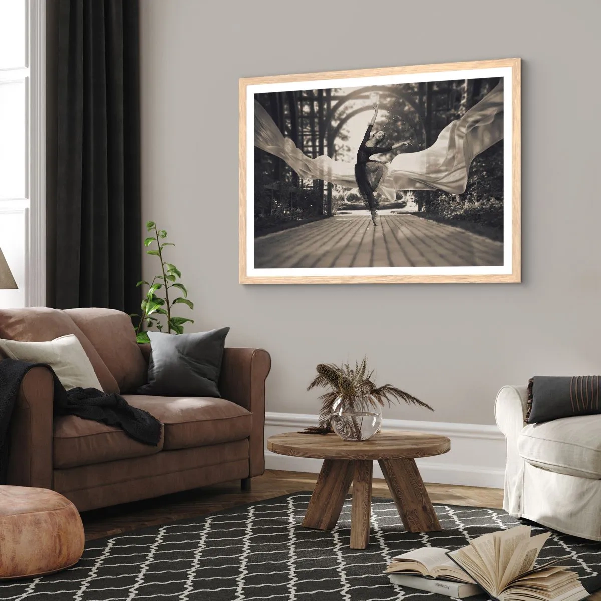 Plagát v ráme zo svetlého duba - Tanec ducha záhrady - 91x61 cm