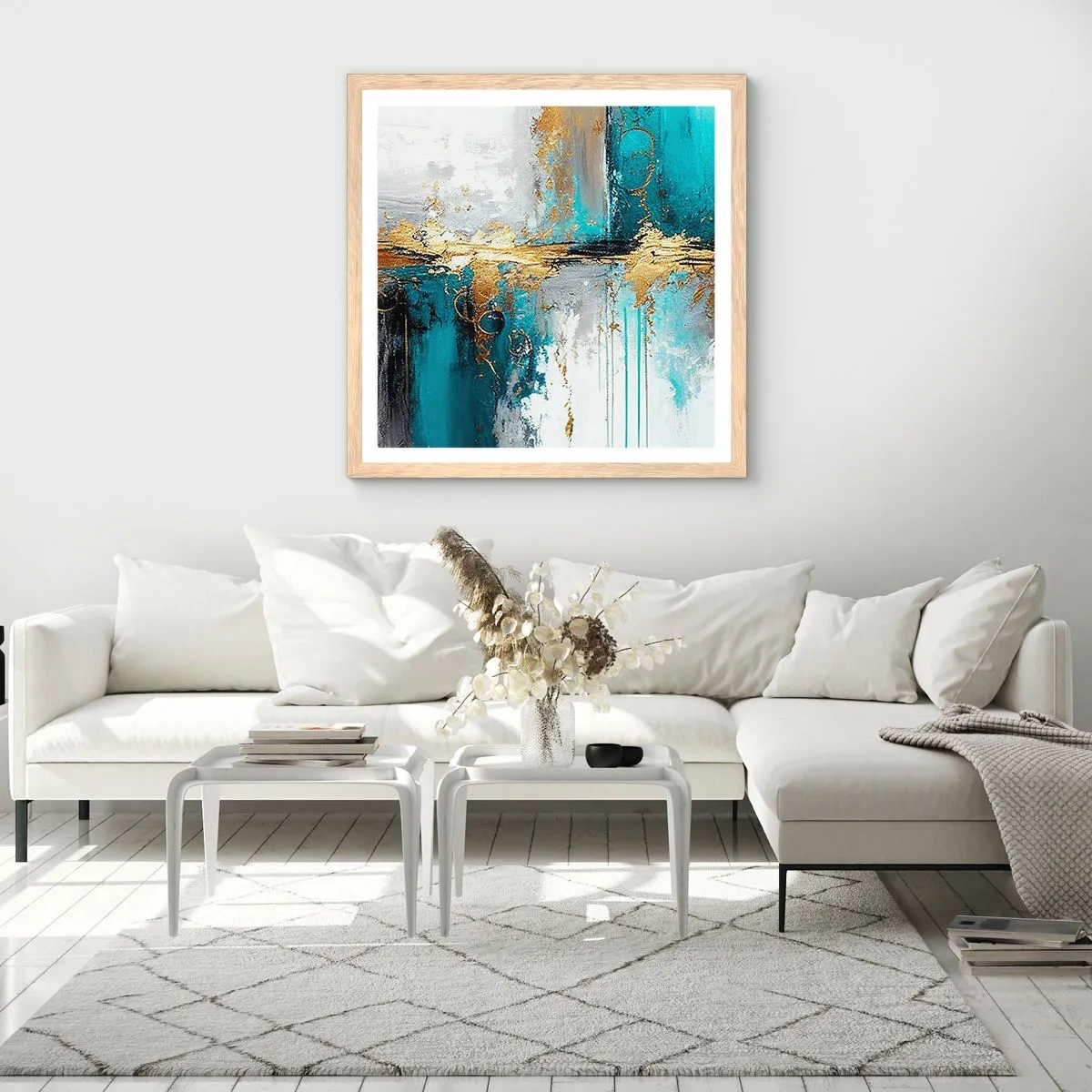 Plagát v ráme zo svetlého duba - Všetko plynie - 40x40 cm