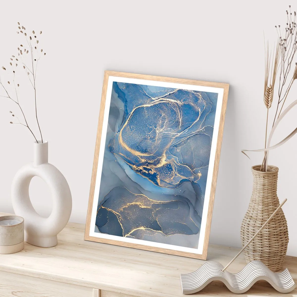 Plagát v ráme zo svetlého duba - Zlatý prach - 70x100 cm