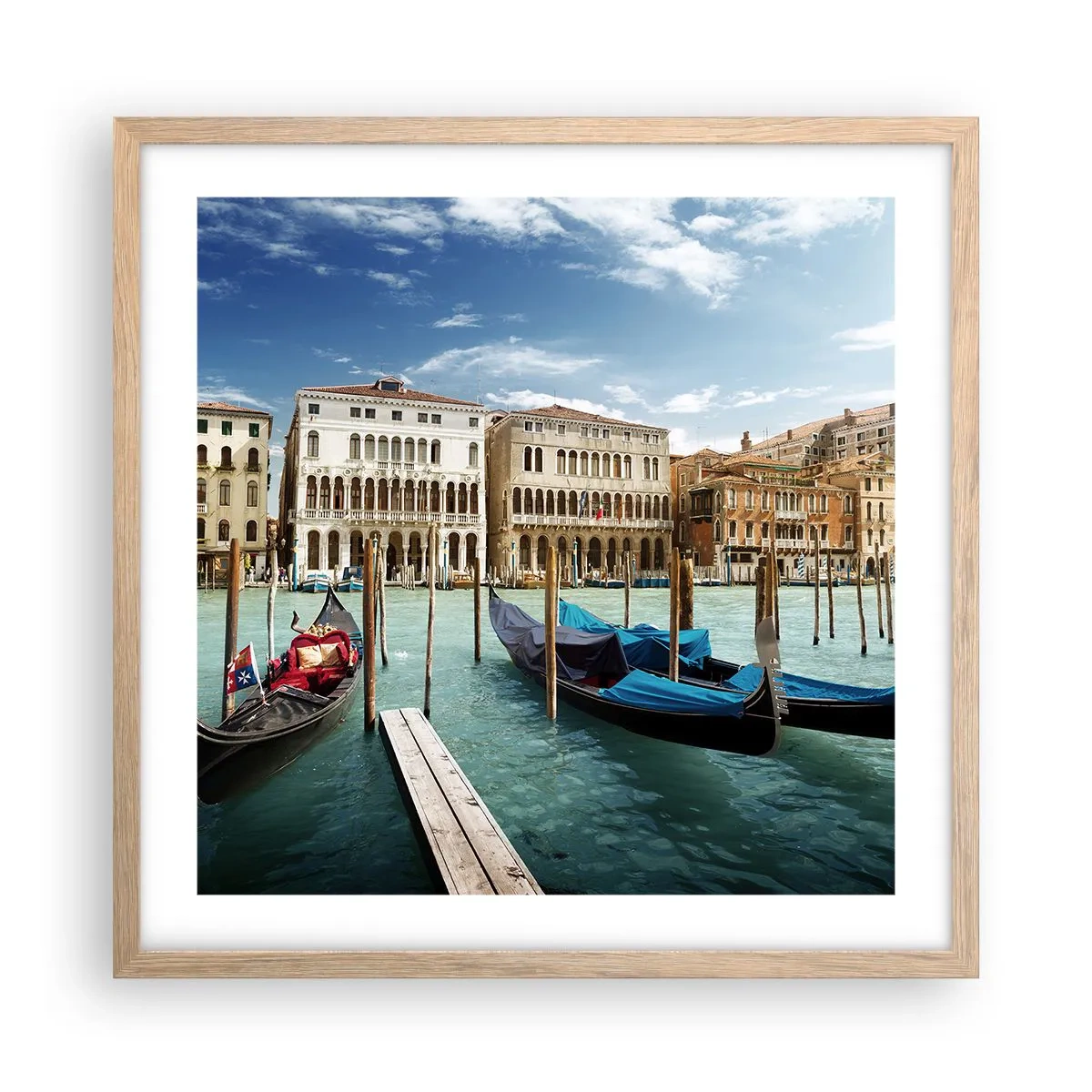 Plagát v ráme zo svetlého duba - Paláce v modrej - 50x50 cm
