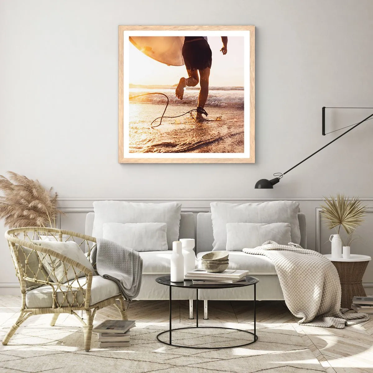 Plagát v ráme zo svetlého duba - V ústrety vlne - 60x60 cm