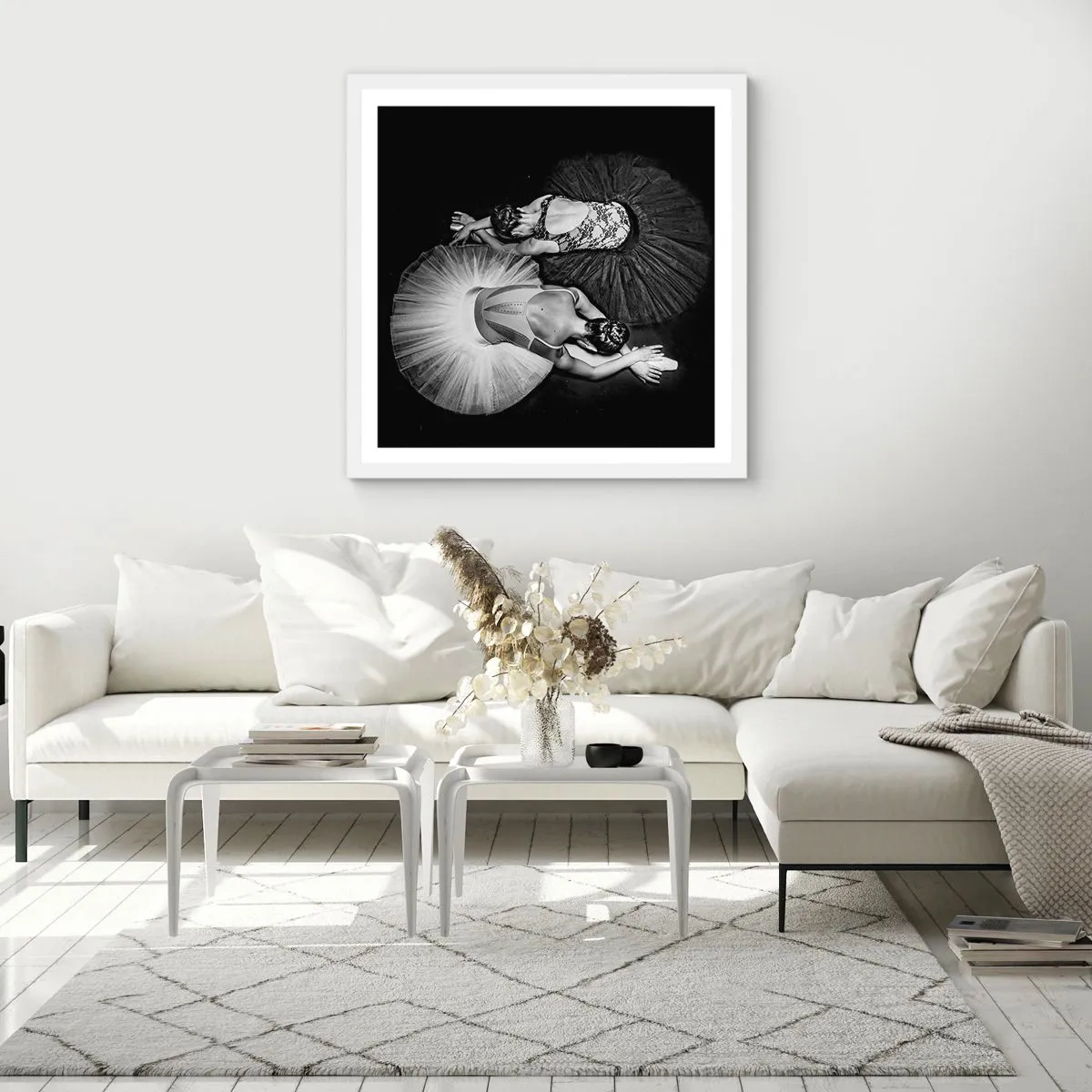 Plagát v bielom ráme - Jin a jang – ideálna rovnováha - 30x30 cm