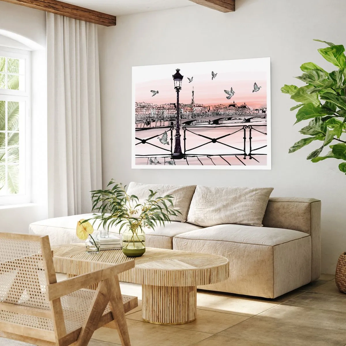 Plagát - Nad strechami Paríža - 50x40 cm