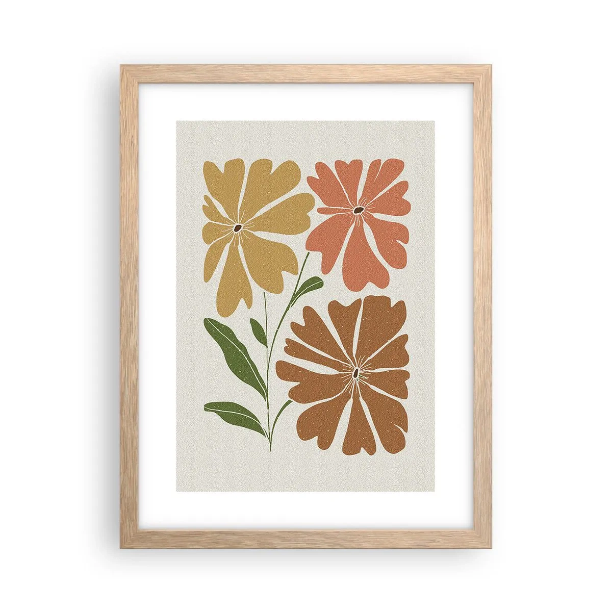 Plagát v ráme zo svetlého duba - Príroda a geometria - 30x40 cm