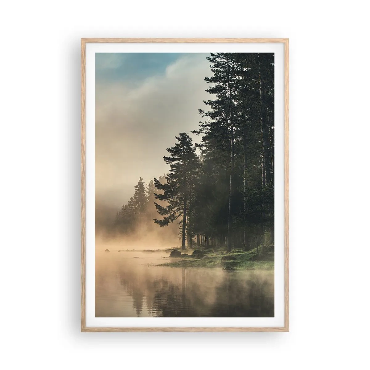 Plagát v ráme zo svetlého duba - Zrodenie dňa - 70x100 cm