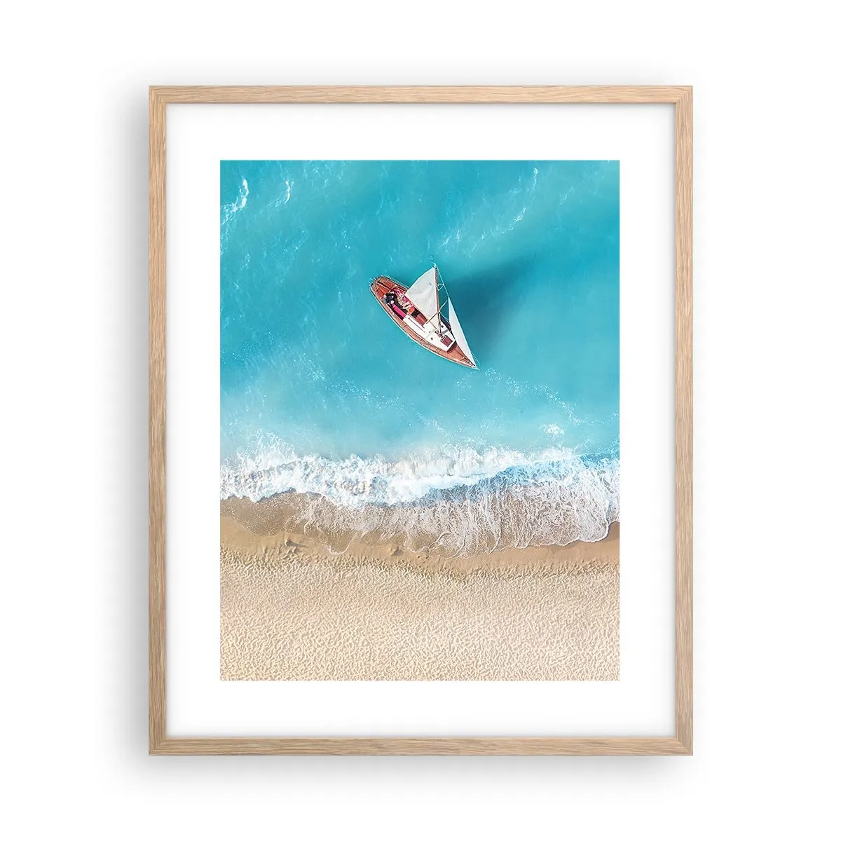 Plagát v ráme zo svetlého duba - Na hranici modrej a zlatej - 40x50 cm