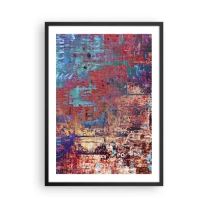 Plagát v čiernom ráme - Farebná abstrakcia s intenzívnymi odtieňmi červenej a modrej - 50x70cm - Pamäť a zabudnutie - Moderná nástenná dekorácia do obývacej izby a spálne ARTTOR