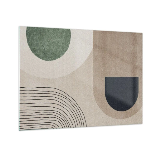 Obraz na skle - Abstraktné geometrické útvary v tlmených farbách - 70x50cm - Nežnosť oválu - Moderná nástenná dekorácia do obývacej izby a spálne ARTTOR