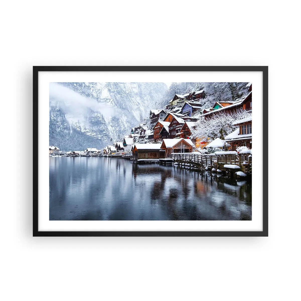 Plagát v čiernom ráme - V zimnej dekorácii - 70x50 cm