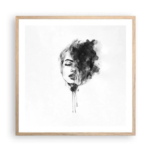 Plagát v ráme zo svetlého duba - O čom sníva dievča - 60x60 cm