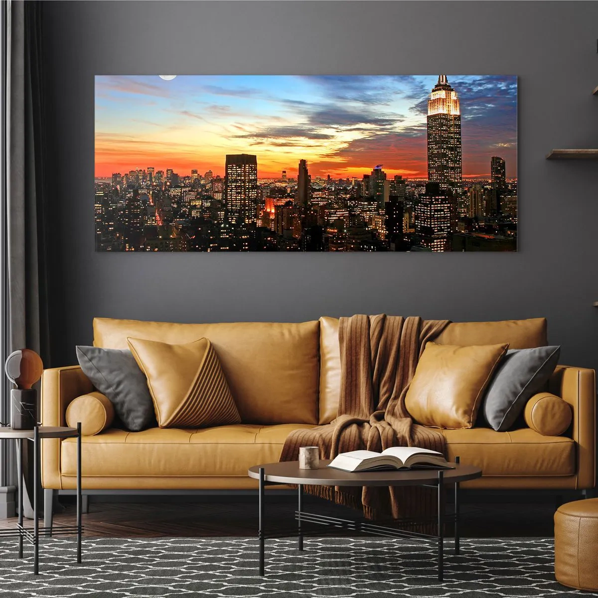 Obraz na skle - Žiarivá americká noc  - 100x40 cm