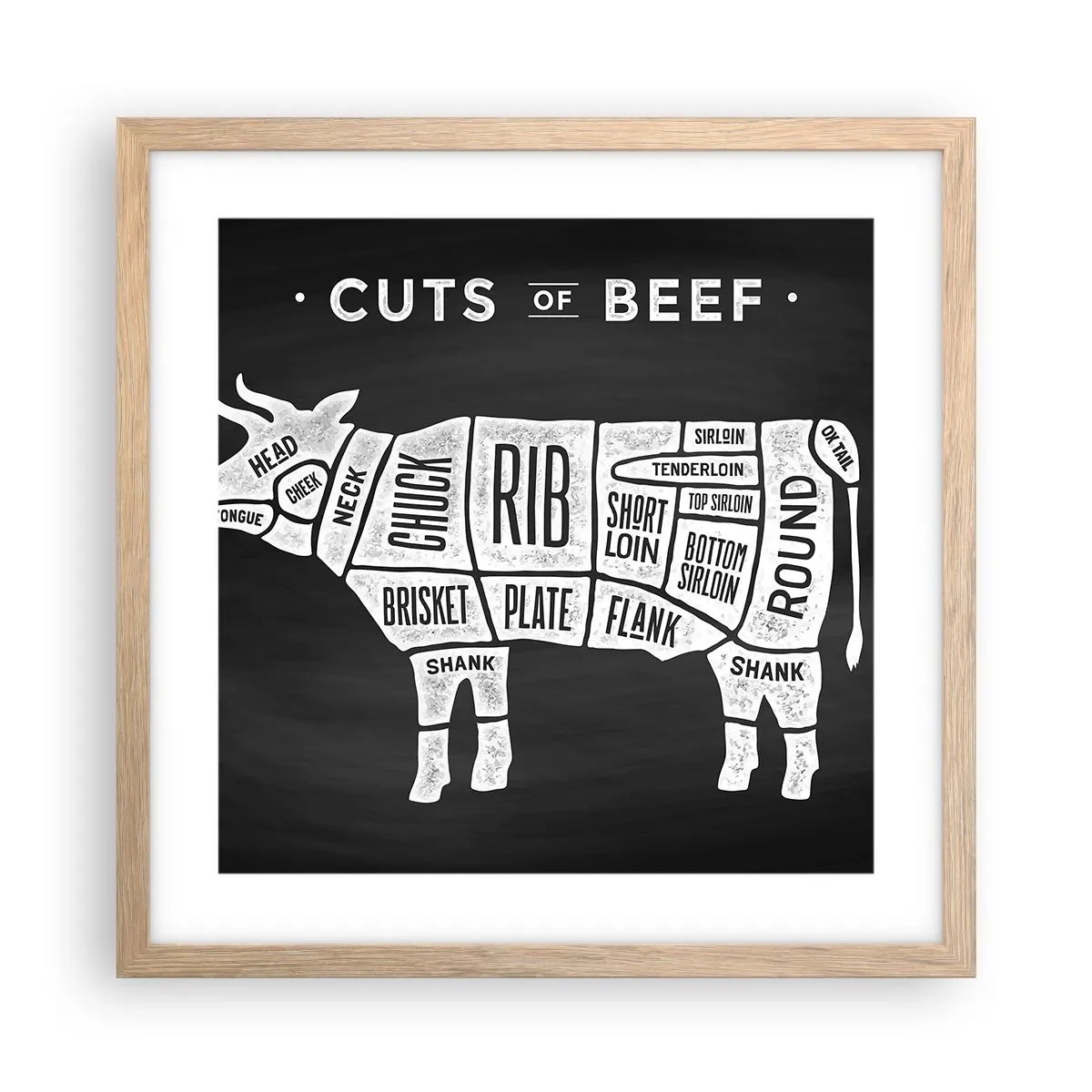 Plagát v ráme zo svetlého duba - Šlabikár mäsiara - 40x40 cm