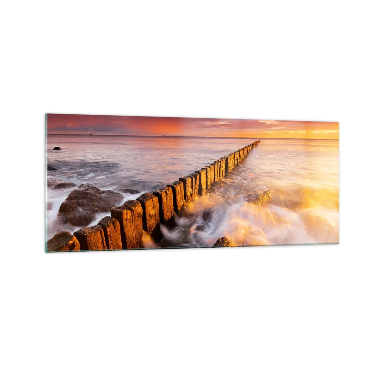 Obraz na skle - Jemnosť vĺn - 100x40 cm