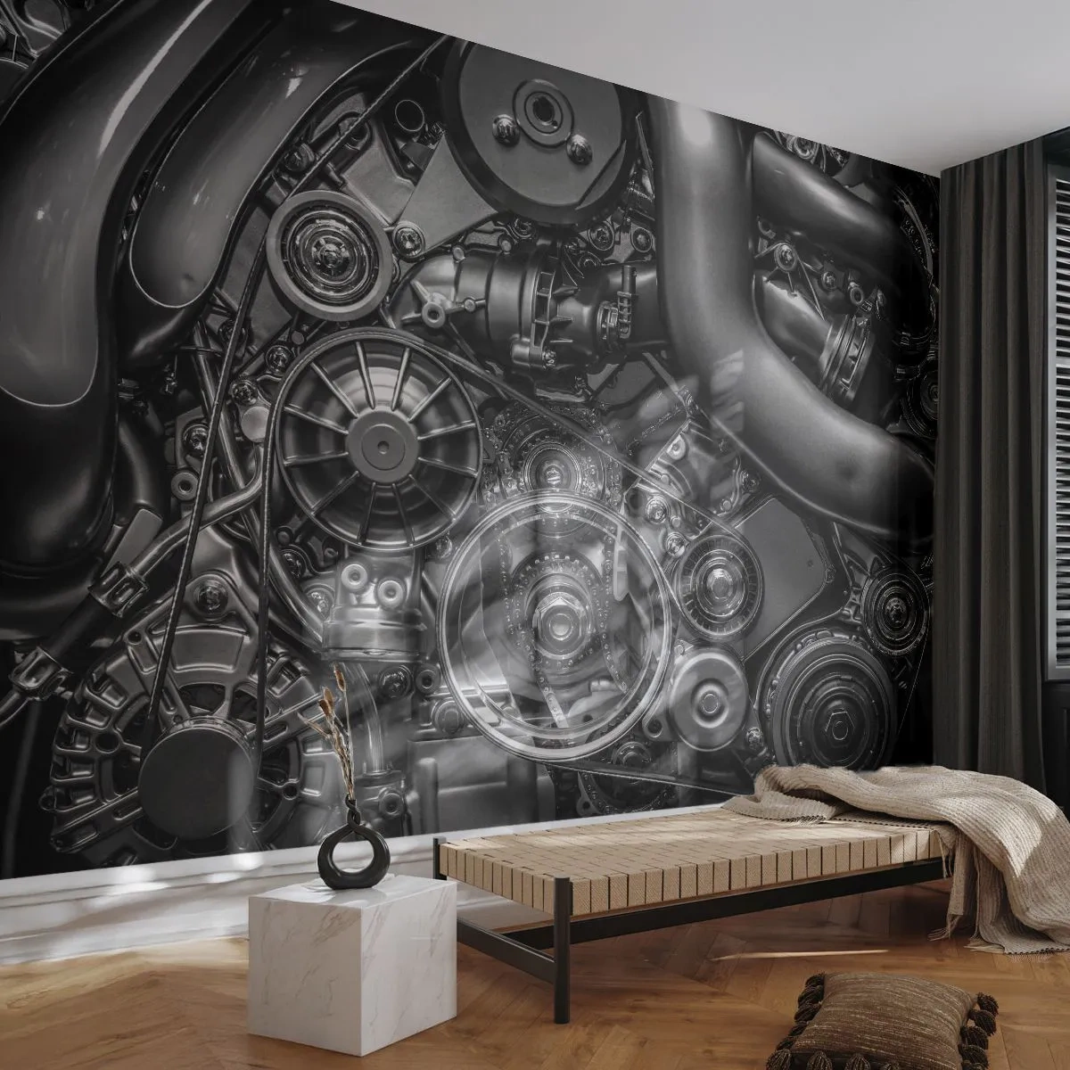 Fototapeta Premium Canvas - Poézia mechaniky - Motor, Mechanik, Kovové - 200x140 cm