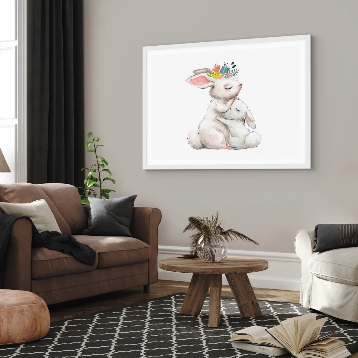 Plagát v bielom ráme - Najlepšie je u mamy - 91x61 cm
