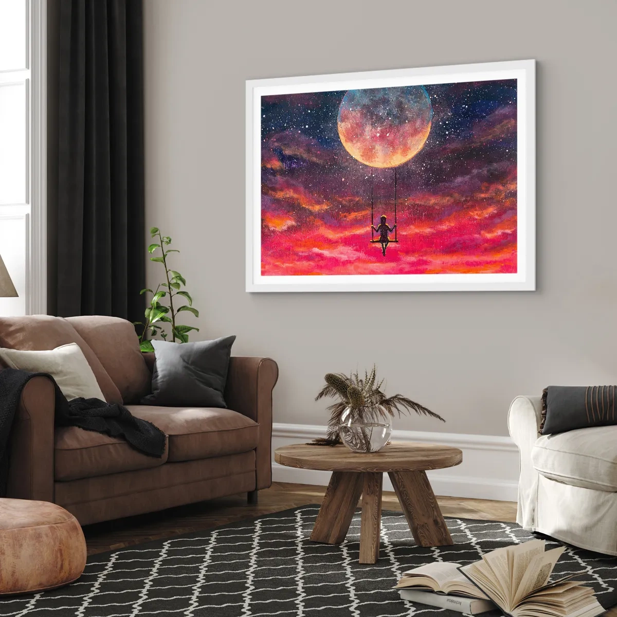 Plagát v bielom ráme - Stavať si vzdušné zámky - 50x40 cm