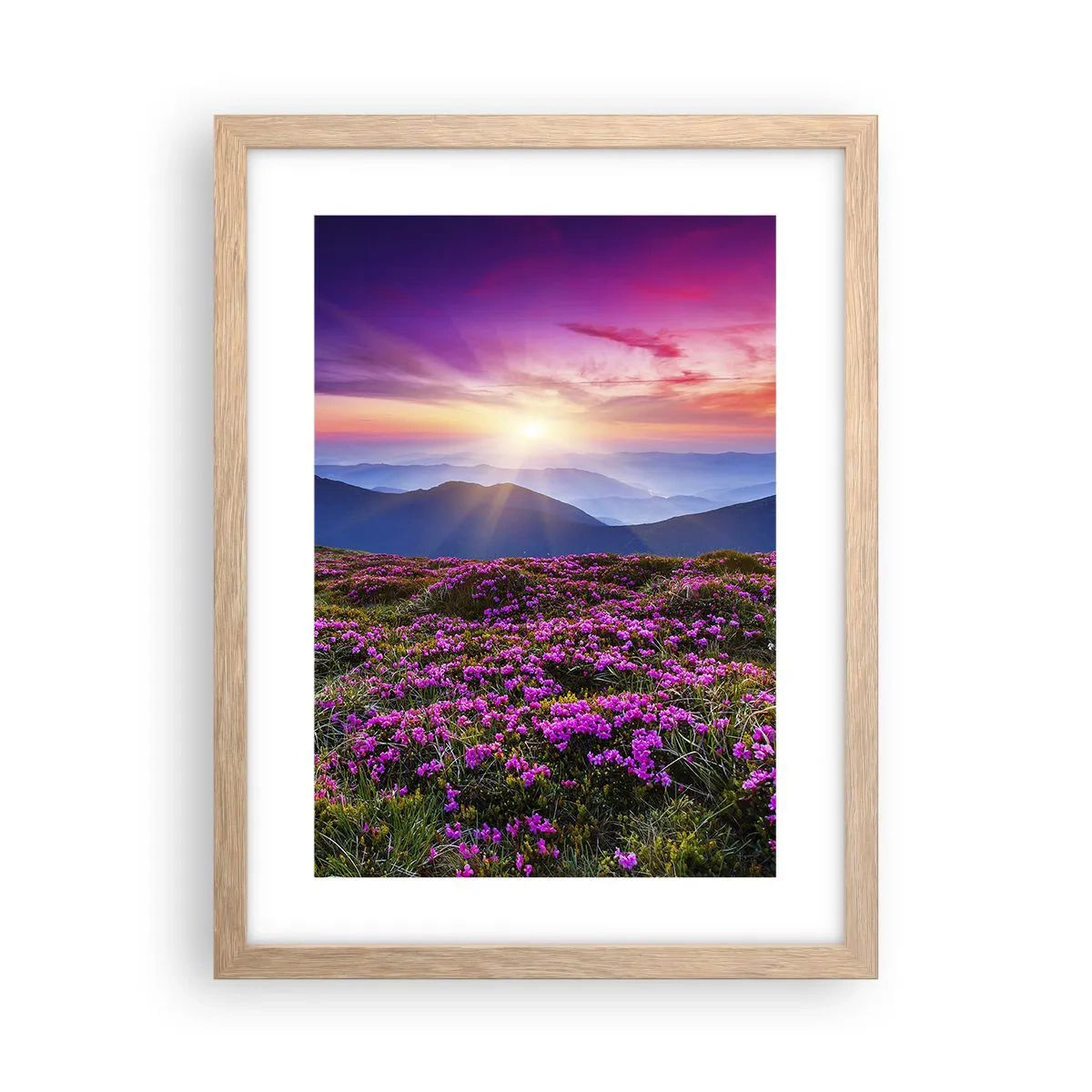 Plagát v ráme zo svetlého duba - Zavoňali svieže púčiky byliniek z obilných polí - 30x40 cm