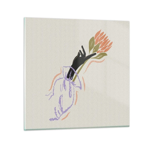 Obraz na skle - Sesterský dotyk - 70x70 cm