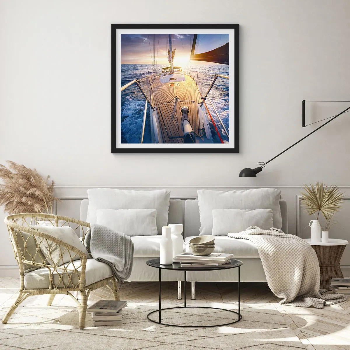 Plagát v čiernom ráme - Bežiaca po vlnách - 60x60 cm