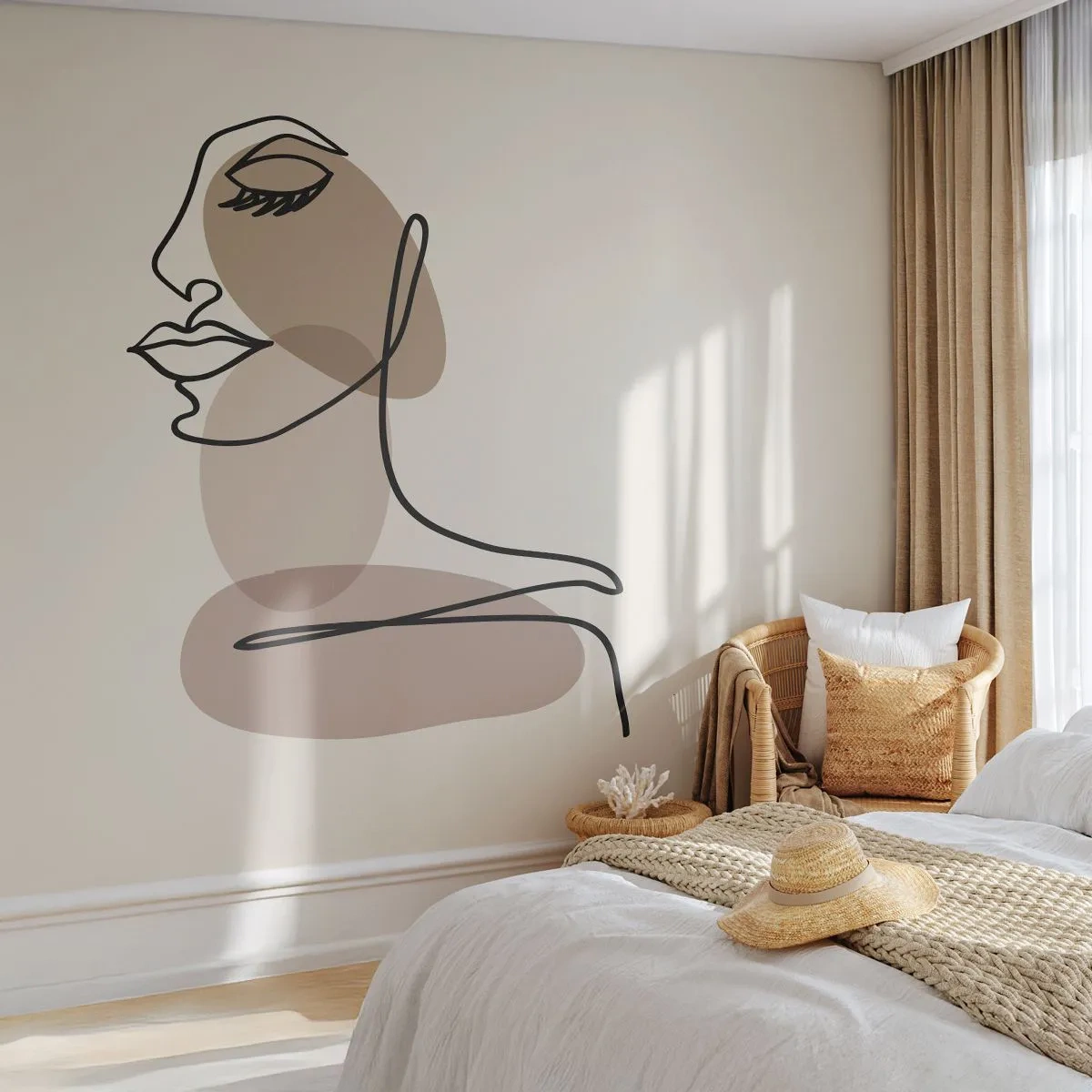 Samolepiaca Fototapeta Deluxe Sticker - Pri počúvaní samého seba - Abstrakcia, Ženská tvár, Grafika - 250x175 cm