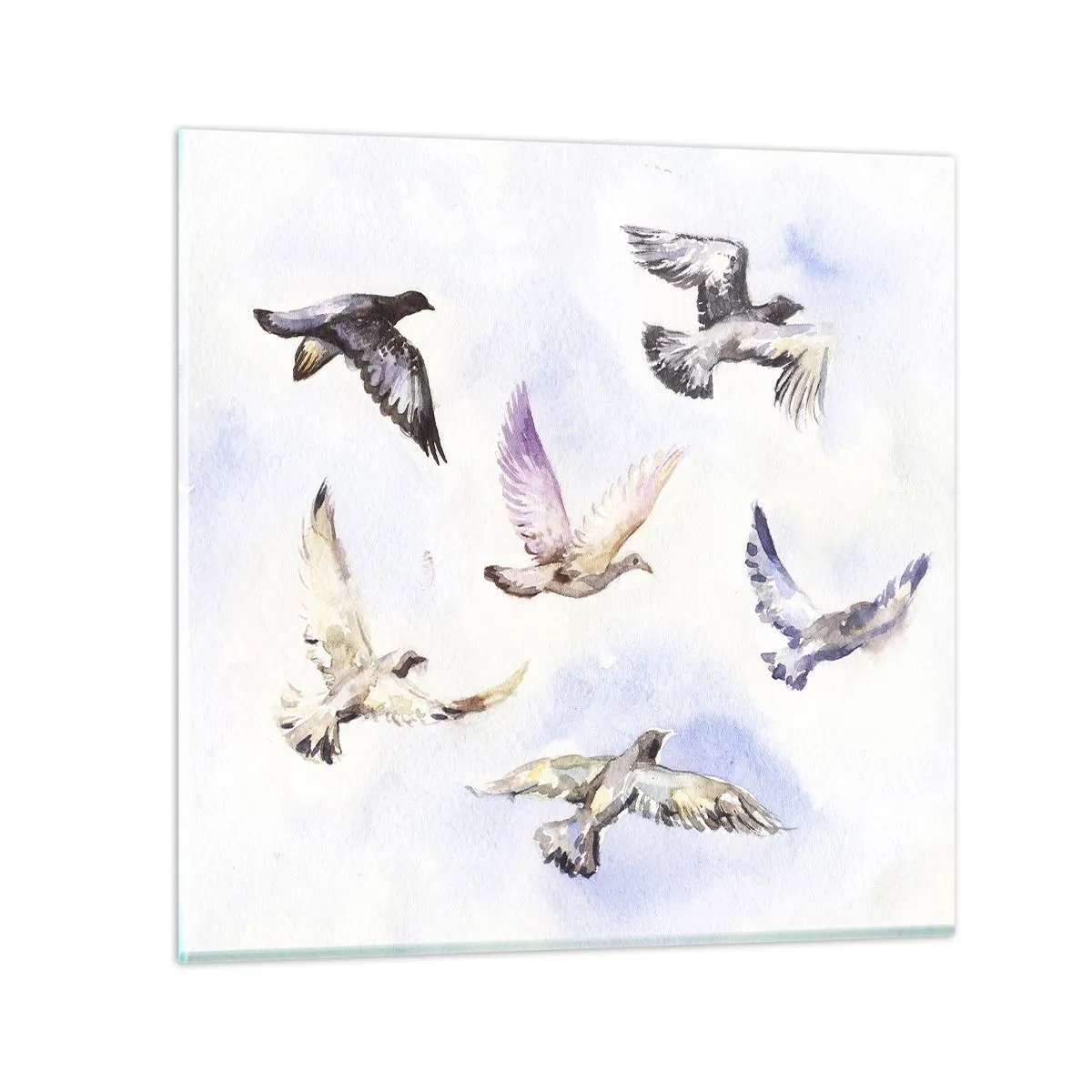 Obraz na skle - Sloboda v šedej a modrej - 60x60 cm