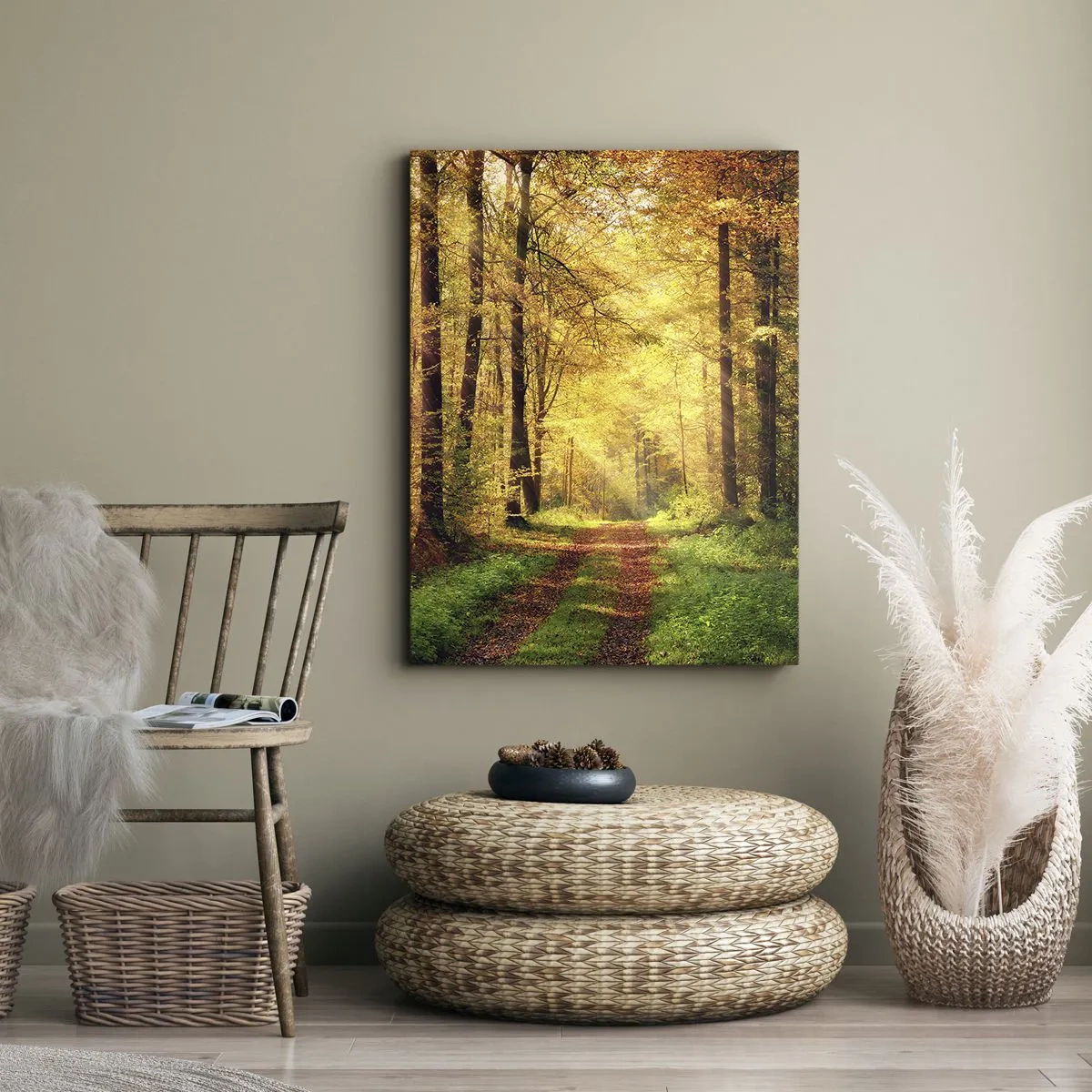 Obraz na plátne - Lesno-zlaté ticho - 55x100 cm