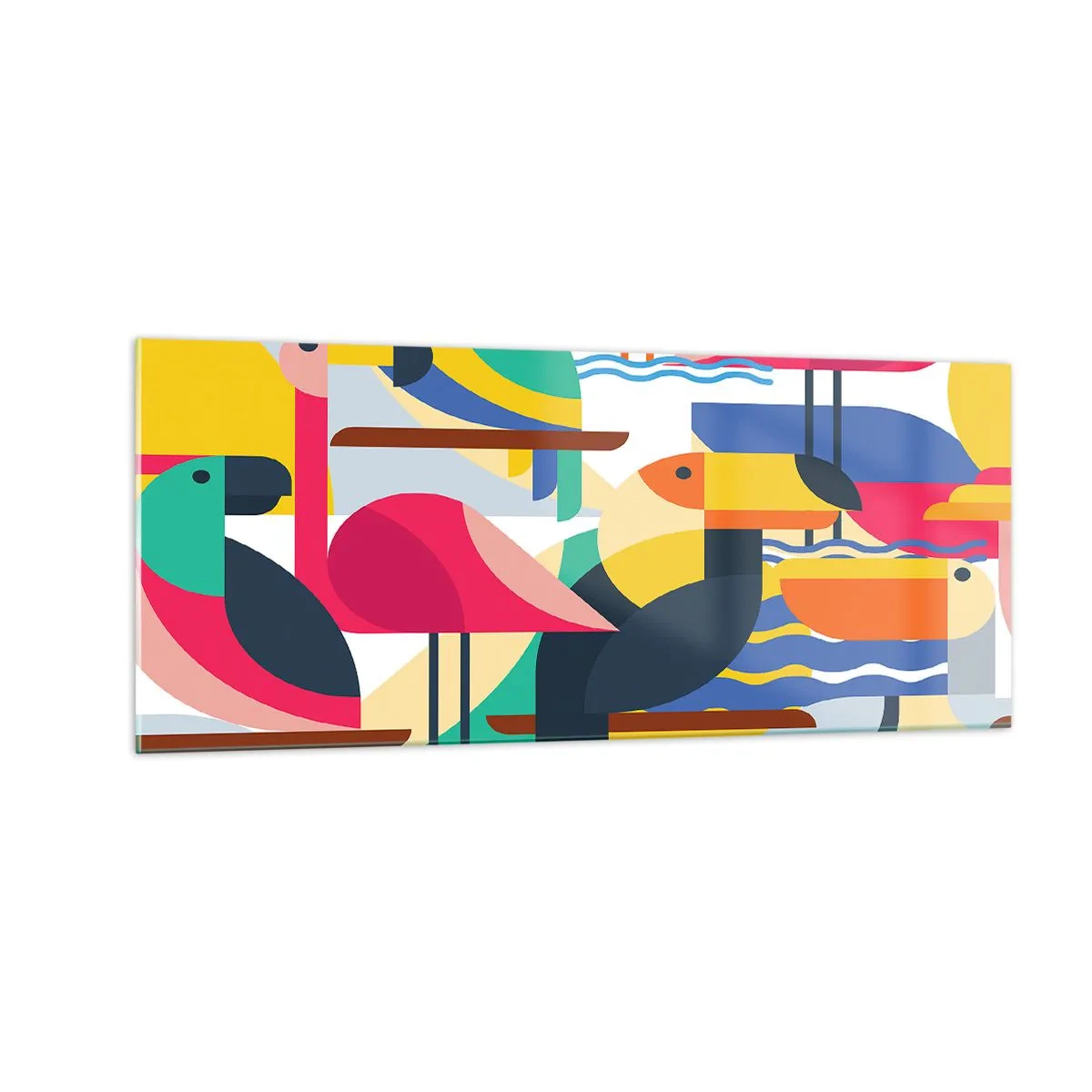 Obraz na skle - Vtáčia párty - 100x40 cm