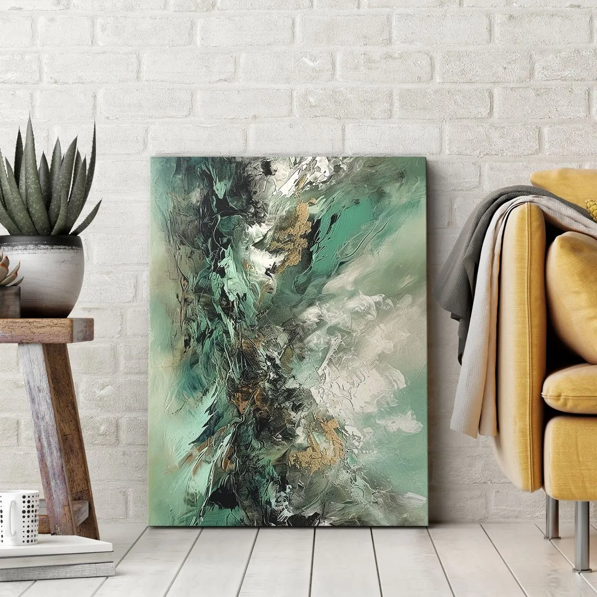 Obraz na plátne - Smaragdovočierne vlnobitie - 65x120 cm
