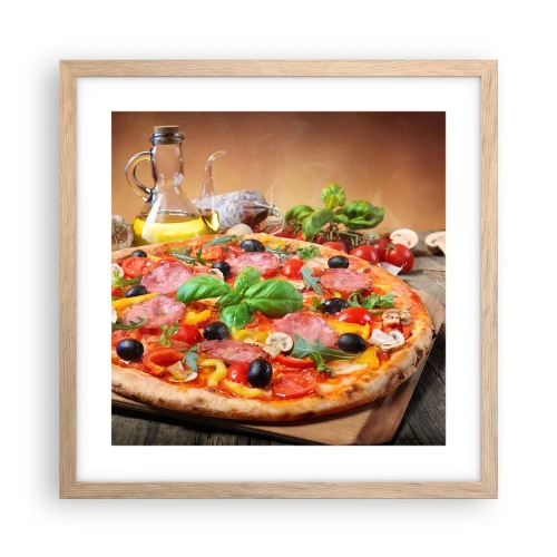 Plagát v ráme zo svetlého duba - So skutočne talianskou chuťou - 40x40 cm