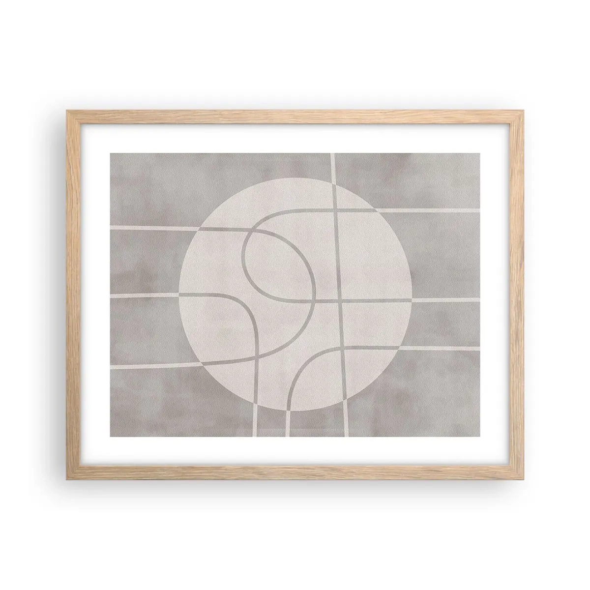 Plagát v ráme zo svetlého duba - Kruhovo a priamo - 50x40 cm