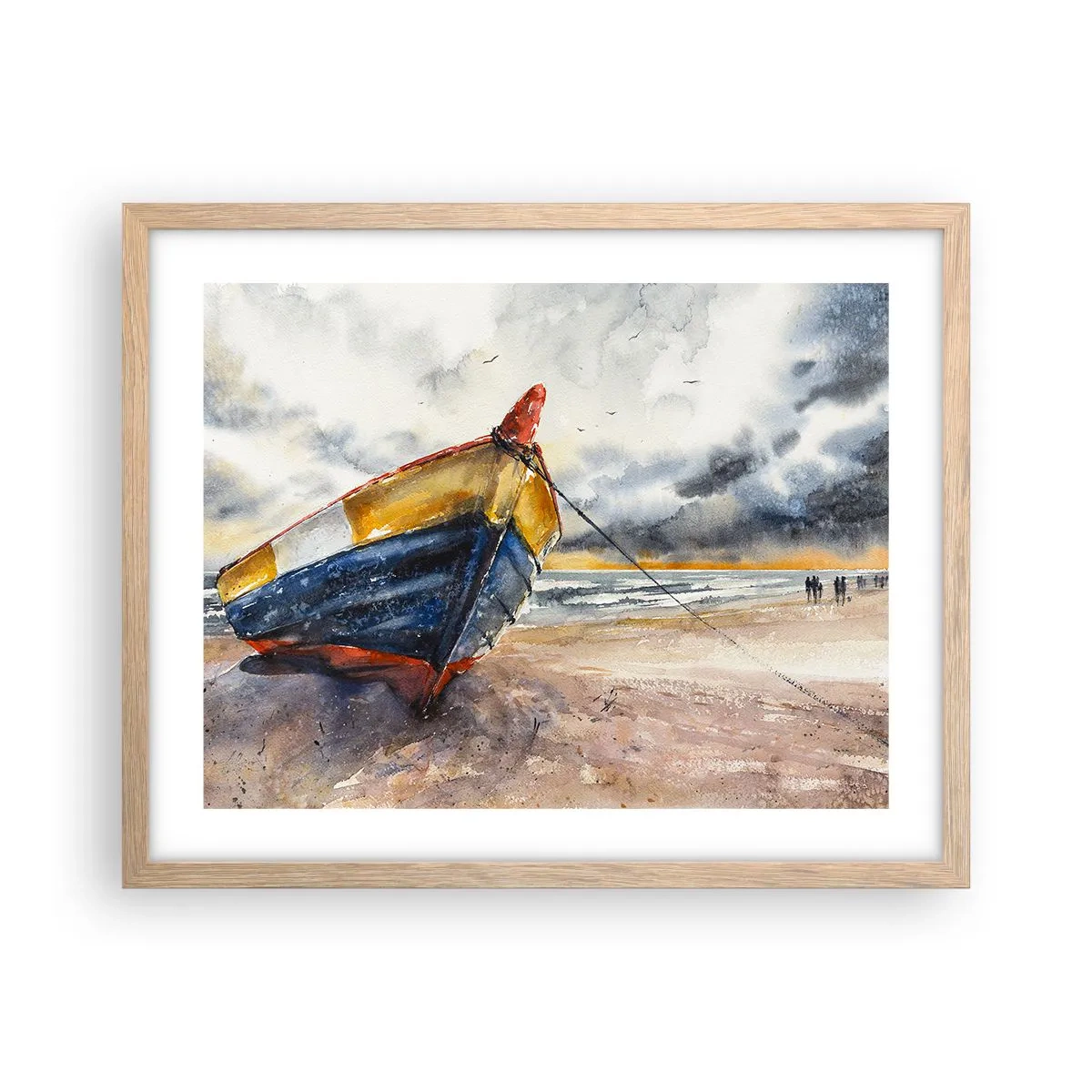 Plagát v ráme zo svetlého duba - Odpočinok na brehu - 50x40 cm