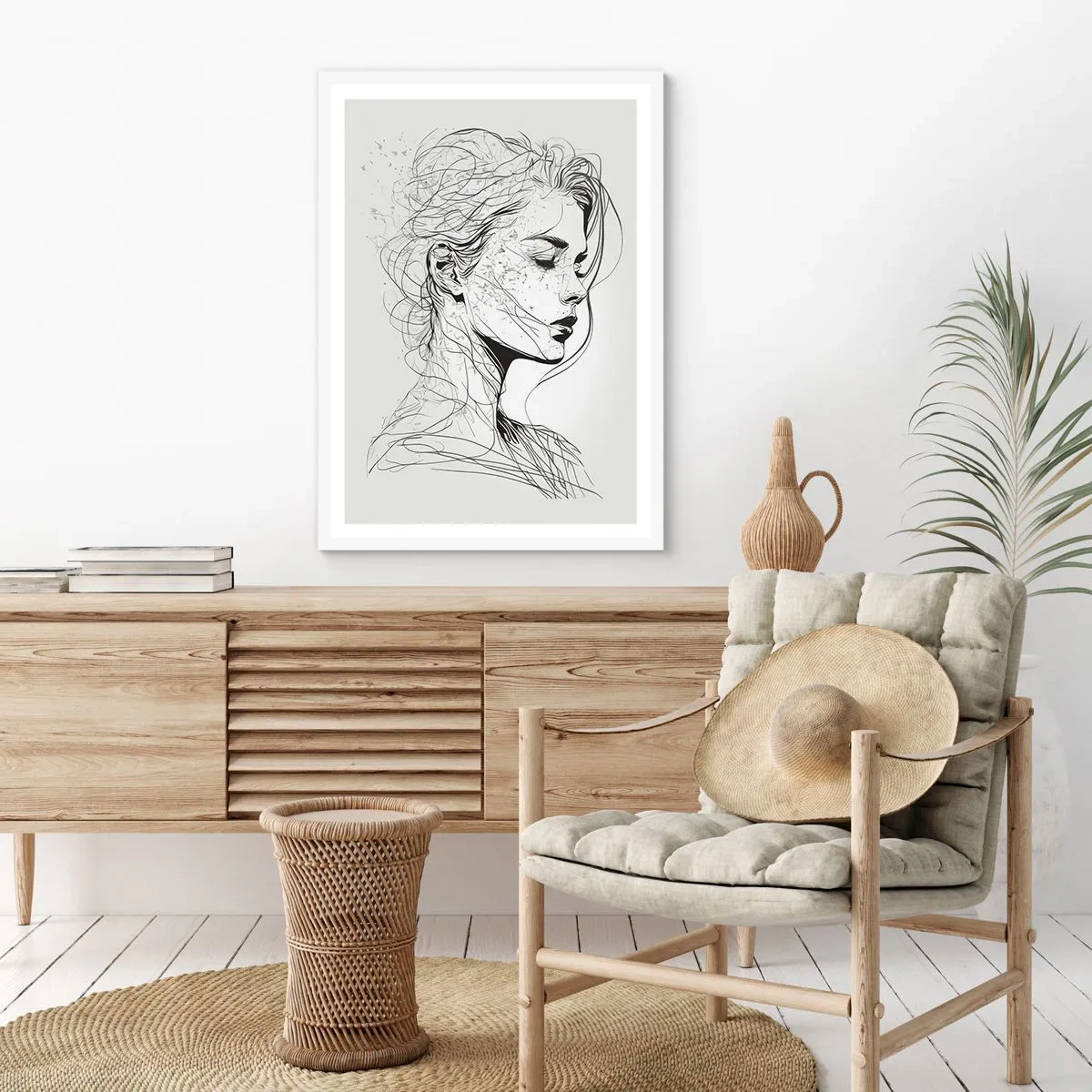 Plagát v bielom ráme - Portrét v zamyslení - 50x70 cm