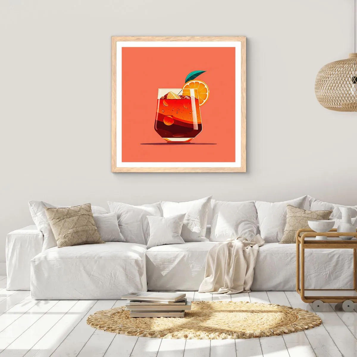 Plagát v ráme zo svetlého duba - Letné osvieženie - 50x50 cm