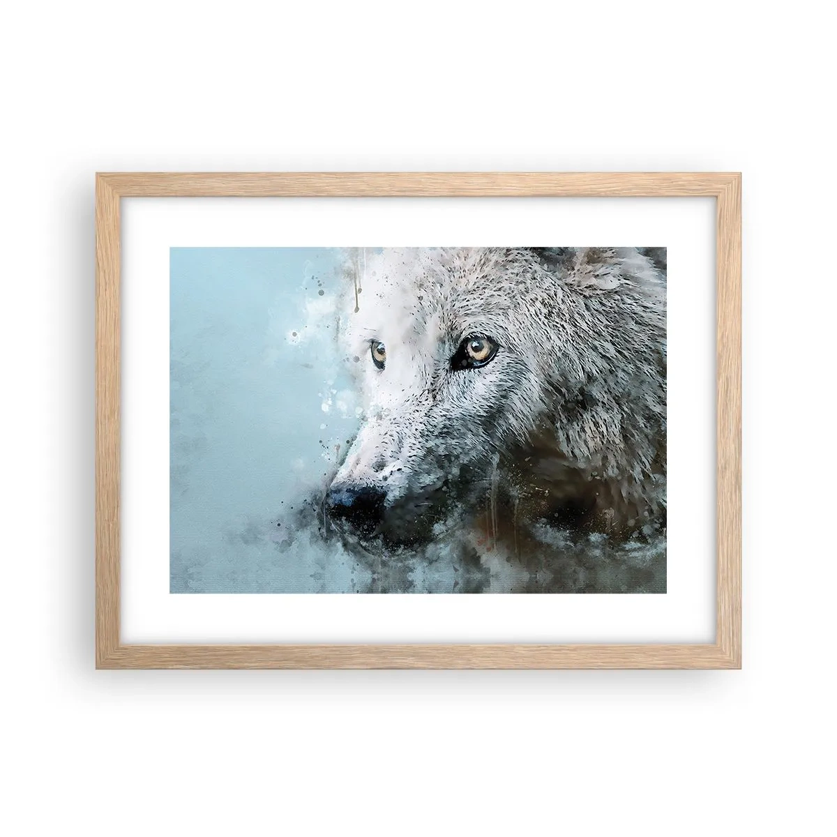 Plagát v ráme zo svetlého duba - Zoznámte sa s vlčou dušou - 40x30 cm