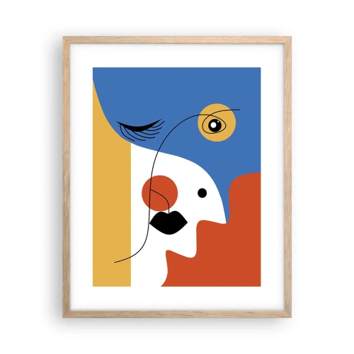 Plagát v ráme zo svetlého duba - Zdeformovaný portrét - 40x50 cm