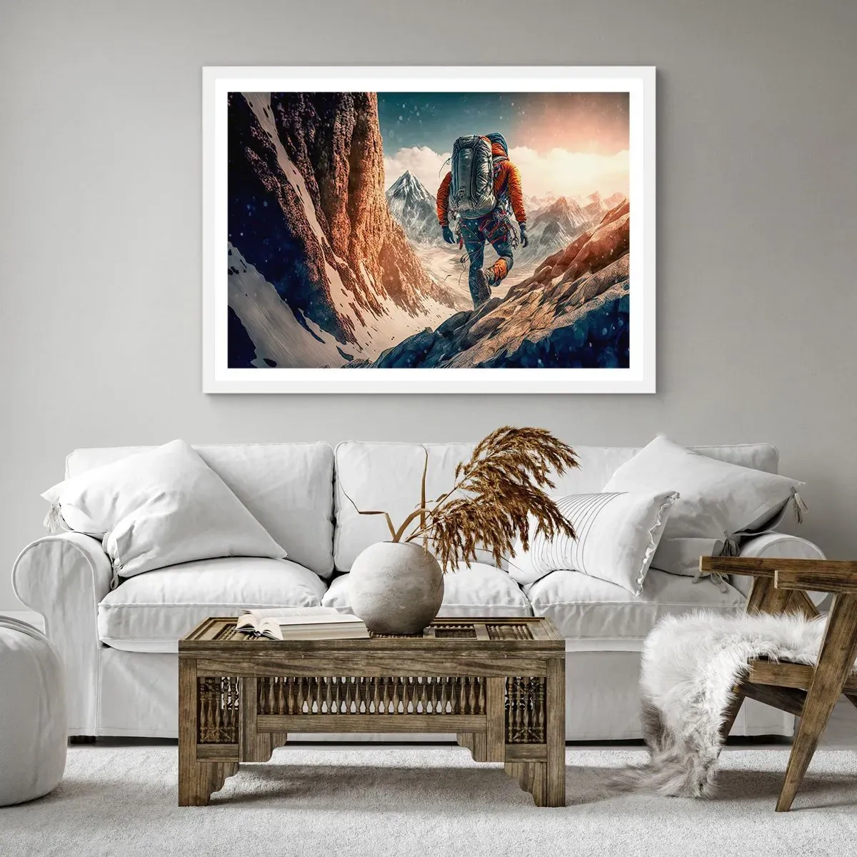 Plagát v bielom ráme - Osamelý bojovník - 91x61 cm