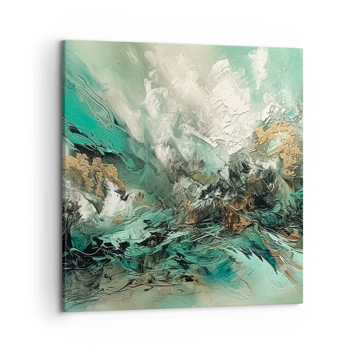 Obraz na plátne - Smaragdovočierne vlnobitie - 50x50 cm