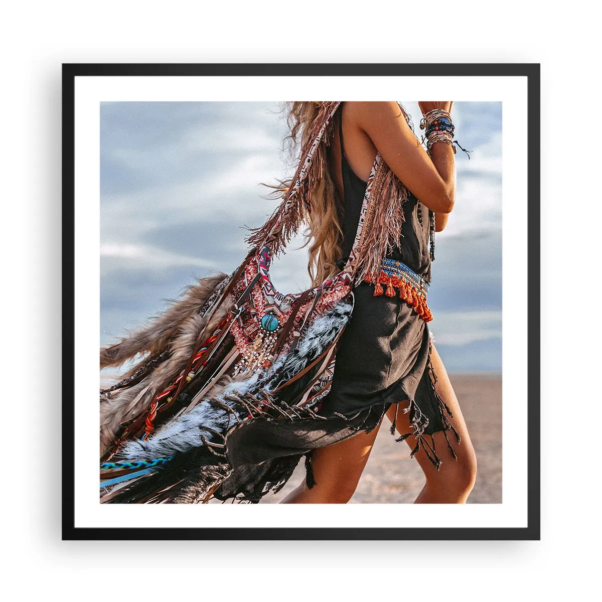 Plagát v čiernom ráme - Šamanovo dievča - 60x60 cm