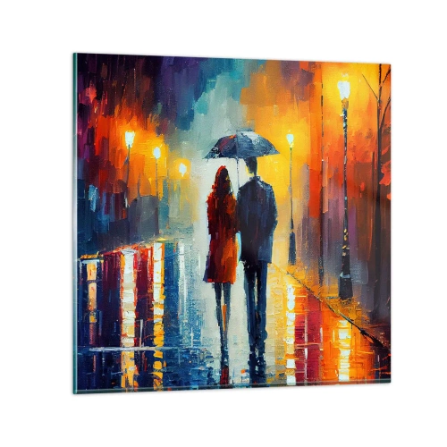 Obraz na skle - Spolu – farebná noc - 30x30 cm