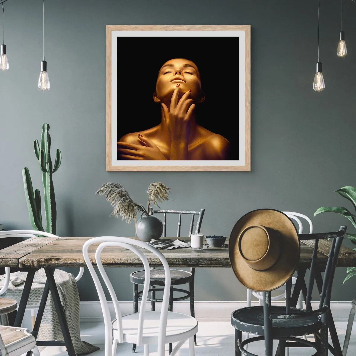 Plagát v ráme zo svetlého duba - Ako zlatý hodváb - 60x60 cm