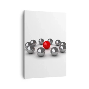 Obraz na plátne - Kruh v striebornej a červenej - 70x100 cm