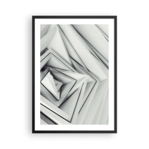 Plagát v čiernom ráme - Abstraktná kompozícia geometrických trojuholníkov v 3D - 50x70cm - Symfónia ostrých uhlov - Moderná nástenná dekorácia do obývacej izby a spálne ARTTOR