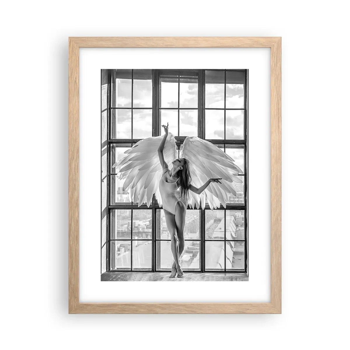 Plagát v ráme zo svetlého duba - Mesto anjelov? - 30x40 cm