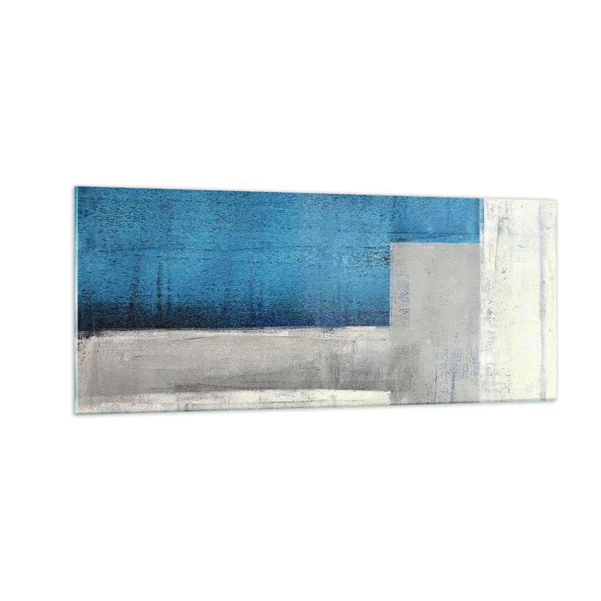 Obraz na skle - Poetická kompozícia šedej a modrej - 100x40 cm
