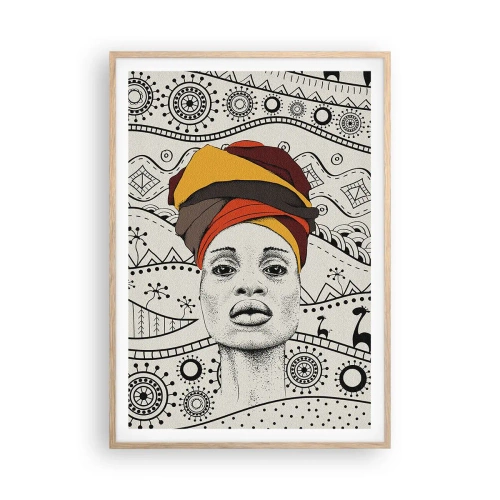 Plagát v ráme zo svetlého duba - Africký portrét - 70x100 cm