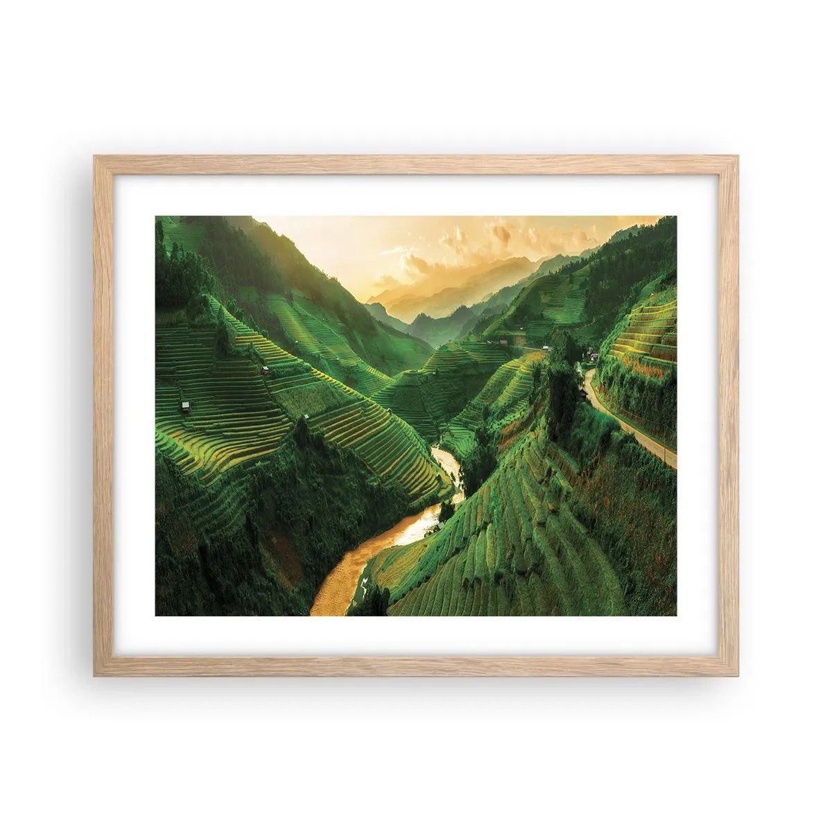 Plagát v ráme zo svetlého duba - Vietnamské údolie - 50x40 cm